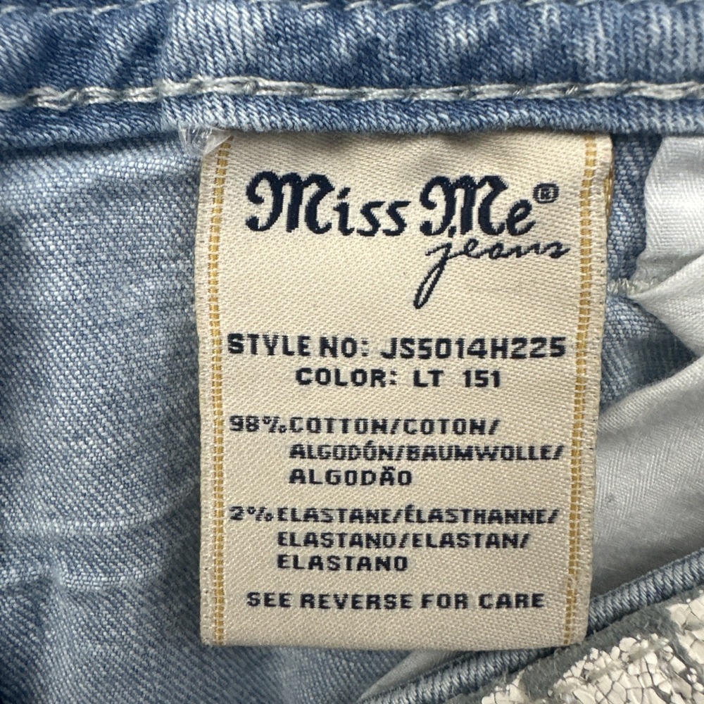 Miss Me Y2K Low Rise Signature Denim Jean Shorts Crochet Boho Festival Women 29 - Picture 4 of 8